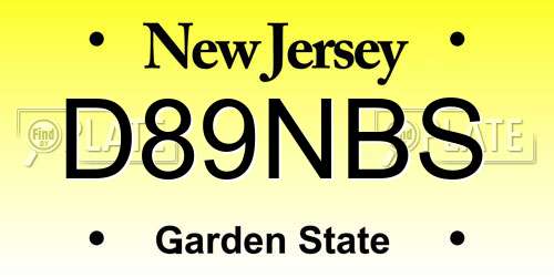 D89NBS New Jersey License Plate