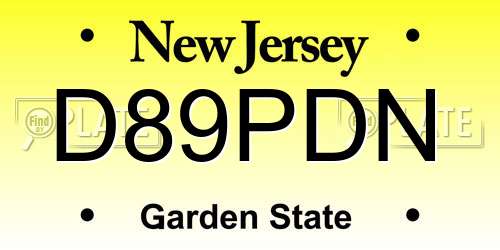 D89PDN New Jersey License Plate