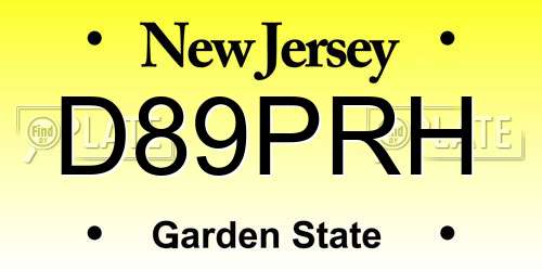 D89PRH New Jersey License Plate