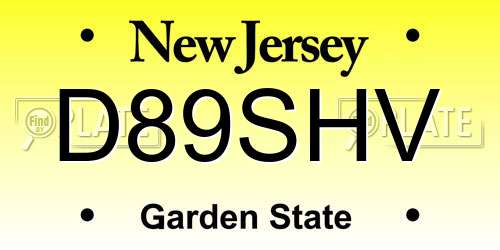 D89SHV New Jersey License Plate