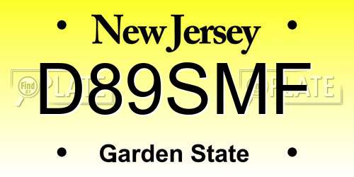 D89SMF New Jersey License Plate