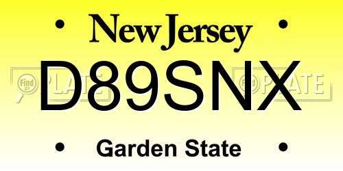 D89SNX New Jersey License Plate
