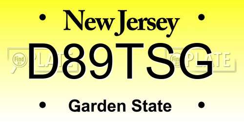 D89TSG New Jersey License Plate