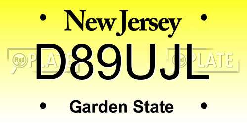 D89UJL New Jersey License Plate