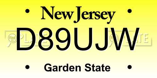 D89UJW New Jersey License Plate