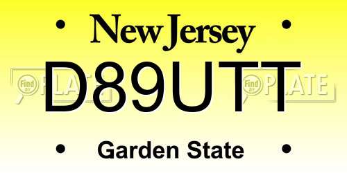 D89UTT New Jersey License Plate