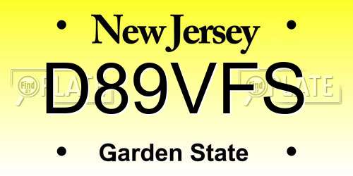 D89VFS New Jersey License Plate