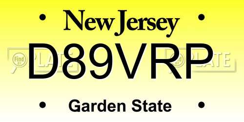 D89VRP New Jersey License Plate