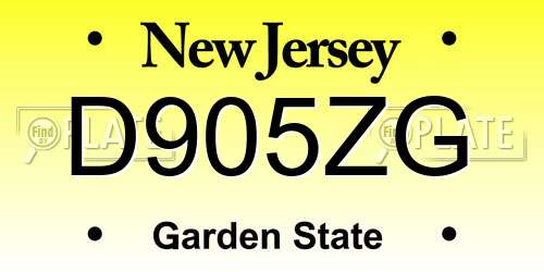 D905ZG New Jersey License Plate