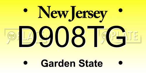 D908TG New Jersey License Plate