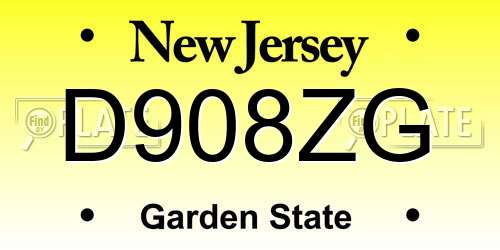D908ZG New Jersey License Plate
