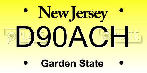 D90ACH New Jersey License Plate