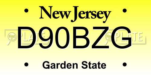 D90BZG New Jersey License Plate
