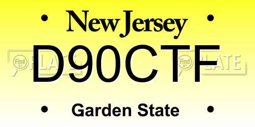 D90CTF New Jersey License Plate