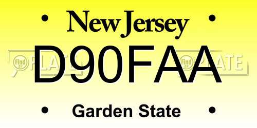 D90FAA New Jersey License Plate