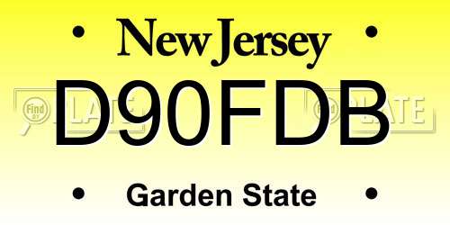 D90FDB New Jersey License Plate