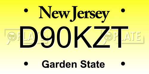 D90KZT New Jersey License Plate
