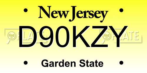 D90KZY New Jersey License Plate