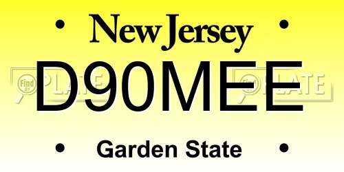 D90MEE New Jersey License Plate
