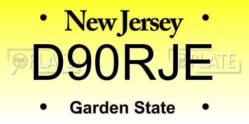 D90RJE New Jersey License Plate