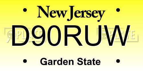 D90RUW New Jersey License Plate