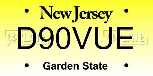 D90VUE New Jersey License Plate