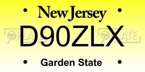 D90ZLX New Jersey License Plate