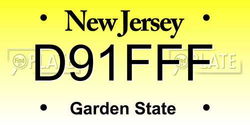 D91FFF New Jersey License Plate