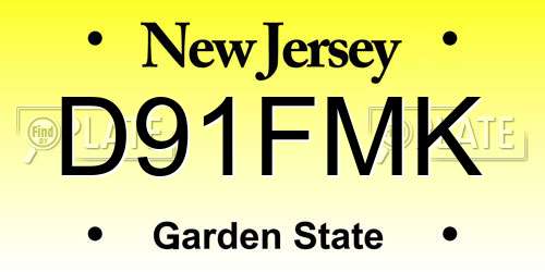 D91FMK New Jersey License Plate