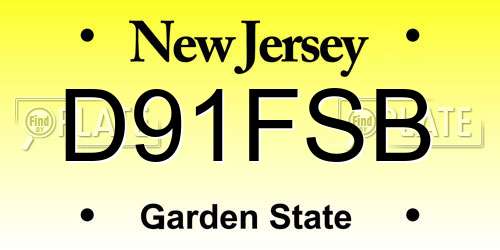 D91FSB New Jersey License Plate