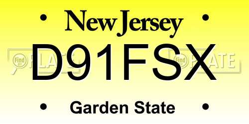 D91FSX New Jersey License Plate