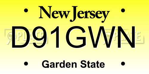 D91GWN New Jersey License Plate