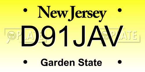 D91JAV New Jersey License Plate