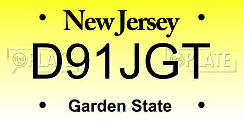 D91JGT New Jersey License Plate