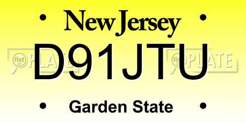 D91JTU New Jersey License Plate