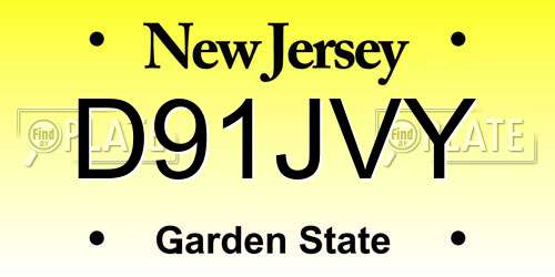 D91JVY New Jersey License Plate