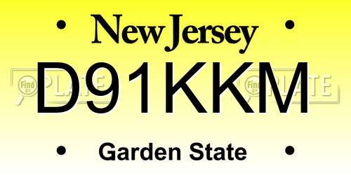 D91KKM New Jersey License Plate