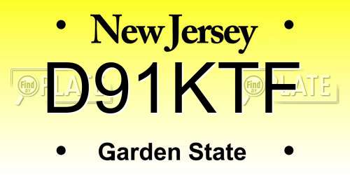 D91KTF New Jersey License Plate