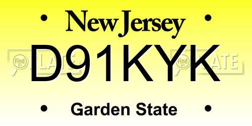D91KYK New Jersey License Plate