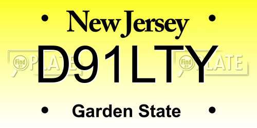 D91LTY New Jersey License Plate