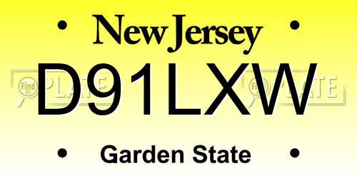 D91LXW New Jersey License Plate