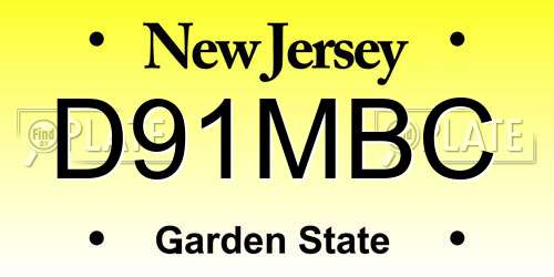 D91MBC New Jersey License Plate
