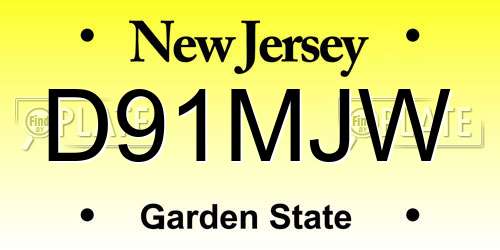 D91MJW New Jersey License Plate