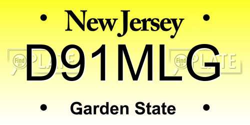 D91MLG New Jersey License Plate