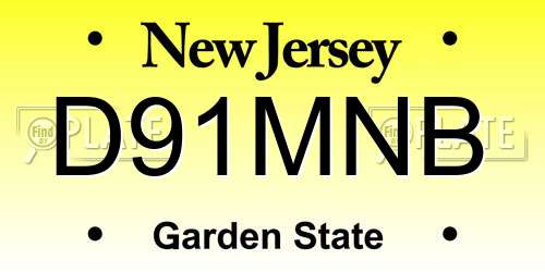 D91MNB New Jersey License Plate