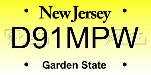 D91MPW New Jersey License Plate