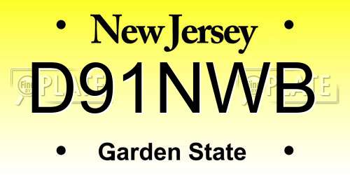 D91NWB New Jersey License Plate