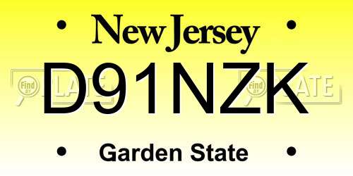 D91NZK New Jersey License Plate