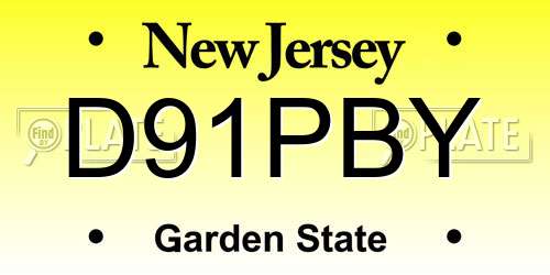 D91PBY New Jersey License Plate