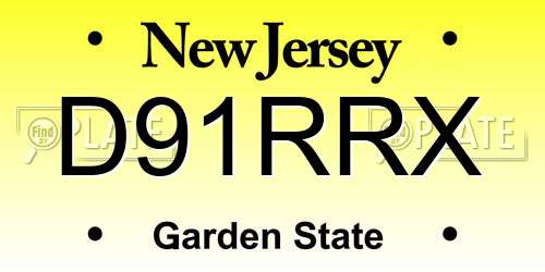 D91RRX New Jersey License Plate